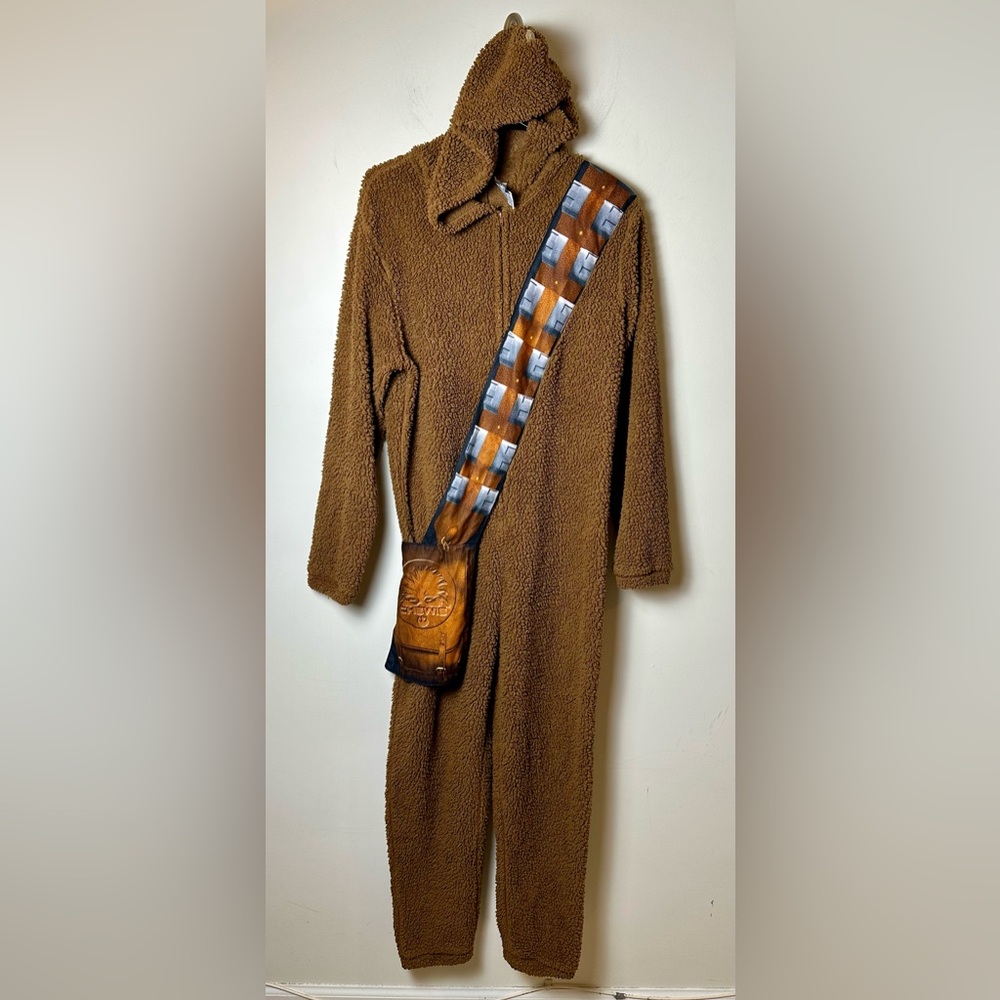 STAR WARS Chewbacca Union Suit Hooded Adult Halloween Costume Pajama Size Small
